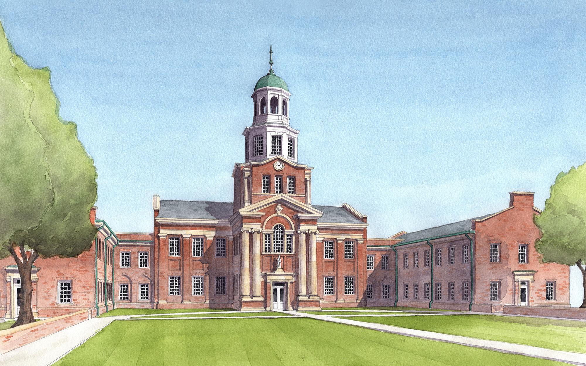 Watercolor rendition of the new library